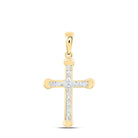 Radiant Reflections: 10kt Yellow Gold Womens Round Diamond Cross Pendant 1/5 Cttw - Splendid Jewellery