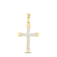 Load image into Gallery viewer, Radiant Reflections: 10kt Yellow Gold Womens Round Diamond Cross Pendant 1/5 Cttw - Splendid Jewellery