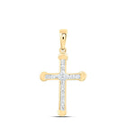 Radiant Reflections: 10kt Yellow Gold Womens Round Diamond Cross Pendant 1/5 Cttw - Splendid Jewellery