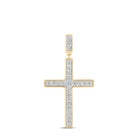 Radiant Reflections: 10kt Yellow Gold Womens Round Diamond Cross Pendant 3/8 Cttw - Splendid Jewellery