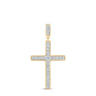 Radiant Reflections: 10kt Yellow Gold Womens Round Diamond Cross Pendant 3/8 Cttw - Splendid Jewellery