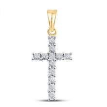 Load image into Gallery viewer, Radiant Reflections: 10kt Yellow Gold Womens Round Diamond Cross Pendant - Splendid Jewellery