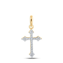 Load image into Gallery viewer, Radiant Reflections: 10kt Yellow Gold Womens Round Diamond Cross Pendant - Splendid Jewellery