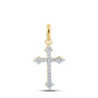 Radiant Reflections: 10kt Yellow Gold Womens Round Diamond Cross Pendant - Splendid Jewellery