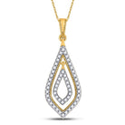 Radiant Reflections: 10kt Yellow Gold Womens Round Diamond Double Nested Oval Pendant 1/4 Cttw - Splendid Jewellery