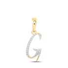 Radiant Reflections: 10kt Yellow Gold Womens Round Diamond G Initial Letter Pendant - Splendid Jewellery