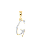 Radiant Reflections: 10kt Yellow Gold Womens Round Diamond G Initial Letter Pendant - Splendid Jewellery