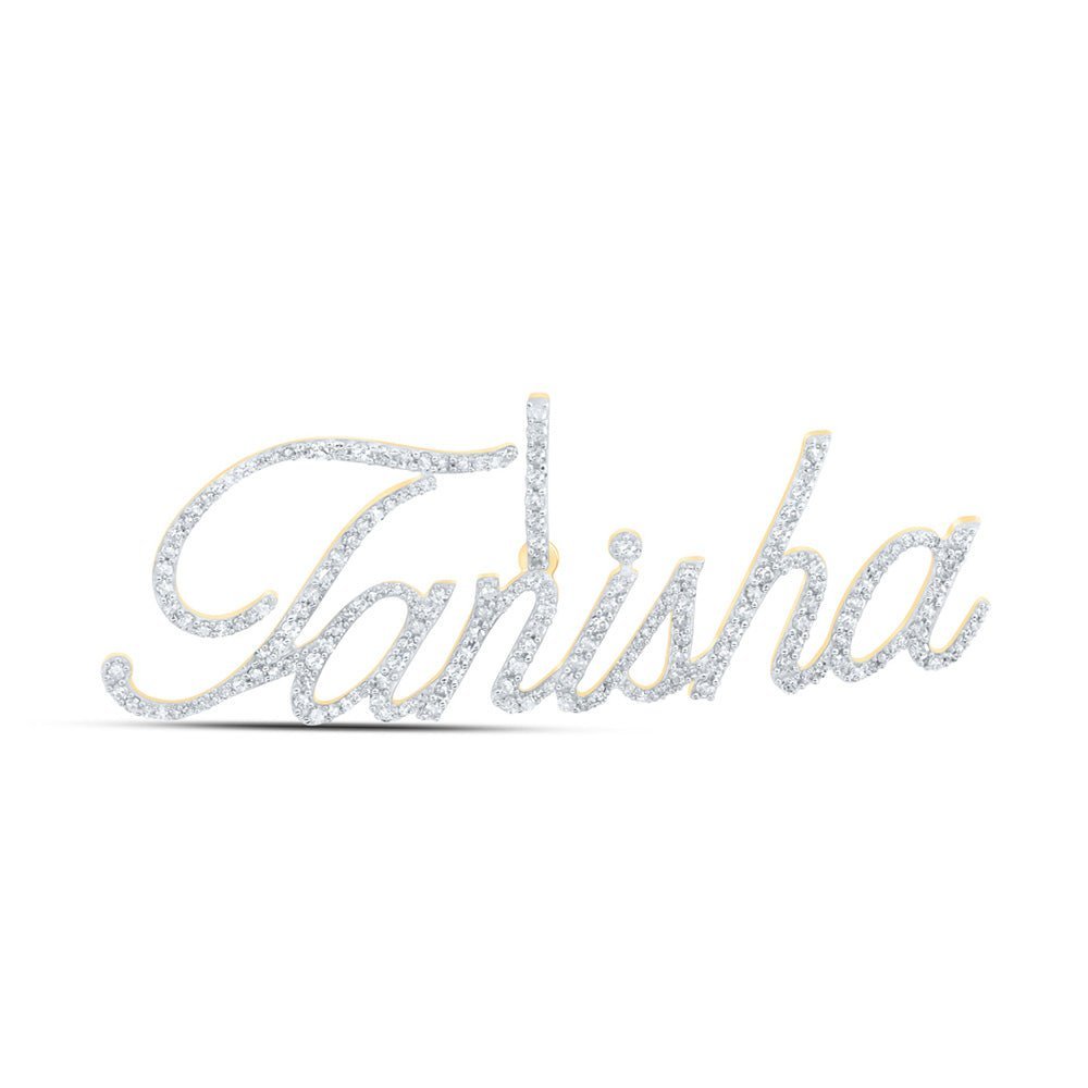 Radiant Reflections: 10kt Yellow Gold Womens Round Diamond Initial Pendant - Splendid Jewellery