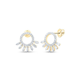 Radiant Reflections: 10kt Yellow Gold Womens Round Diamond Outline Circle Earrings 1/2 Cttw - Splendid Jewellery