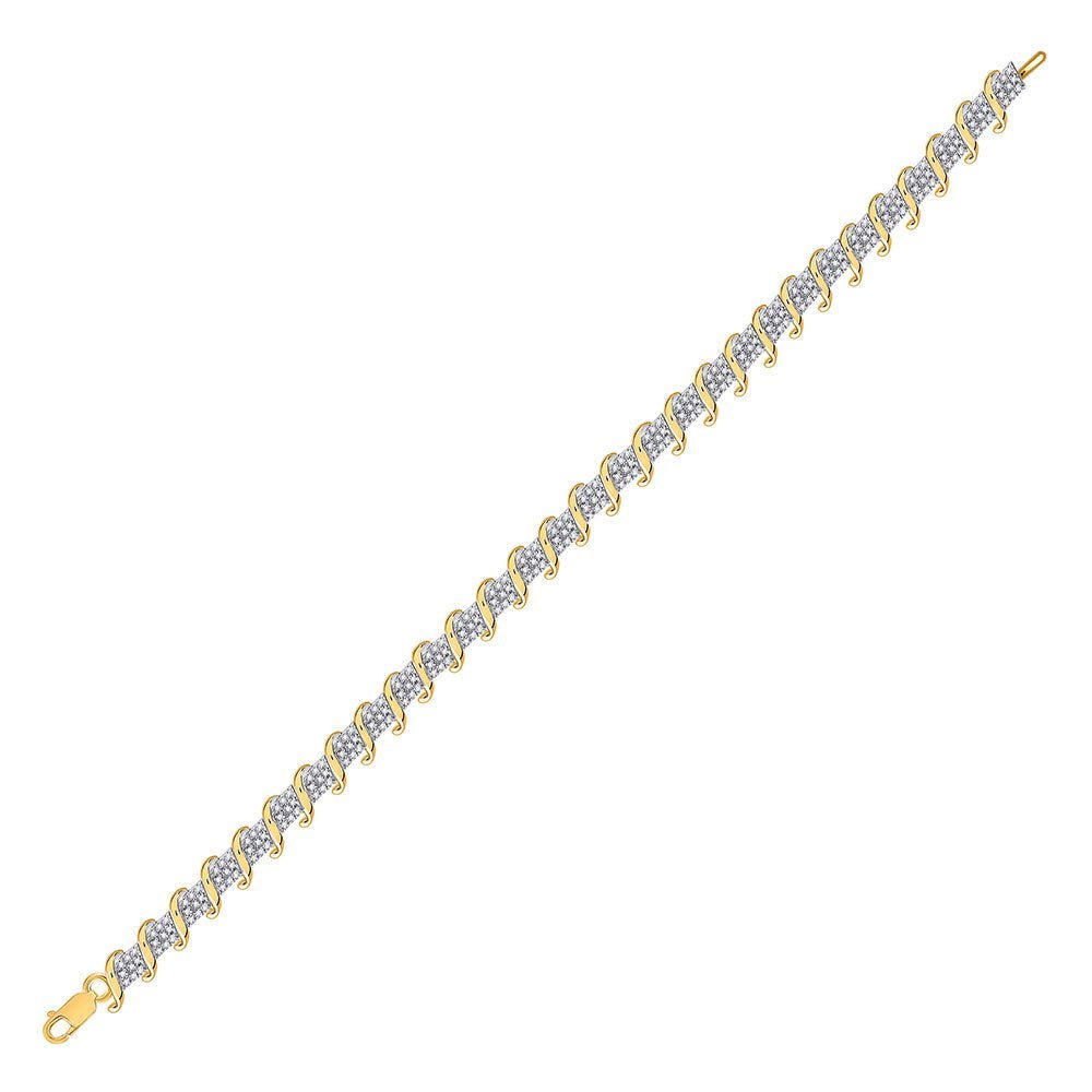 Radiant Reflections: 10kt Yellow Gold Womens Round Diamond Tennis Bracelet 1/2 Cttw - Splendid Jewellery