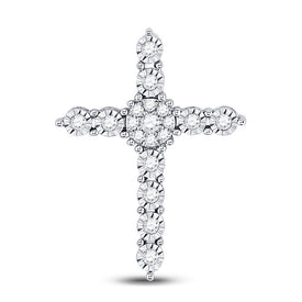Radiant Reflections: 14kt White Gold Diamond Cross Pendant  Top View from Splendid Jewellery