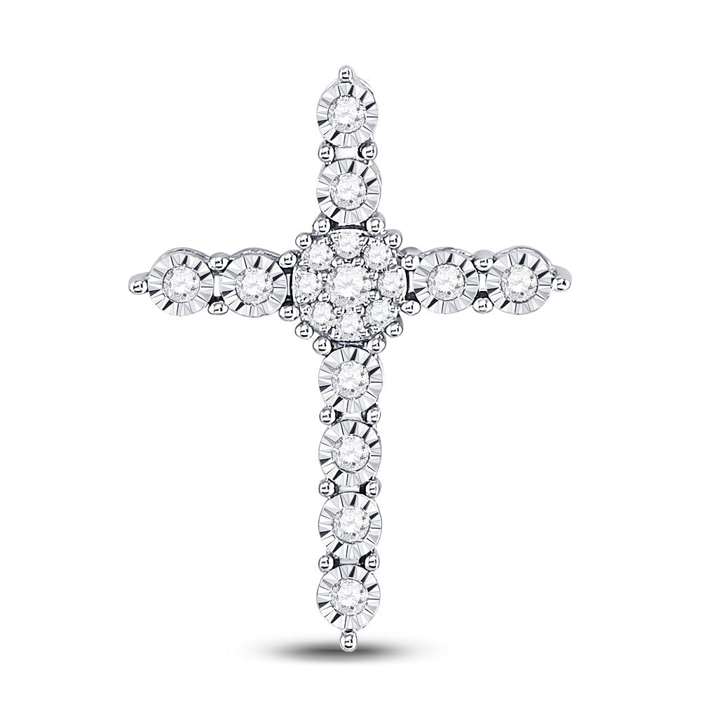 Radiant Reflections: 14kt White Gold Diamond Cross Pendant - Splendid Jewellery