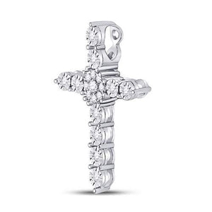 Radiant Reflections: 14kt White Gold Diamond Cross Pendant - Splendid Jewellery