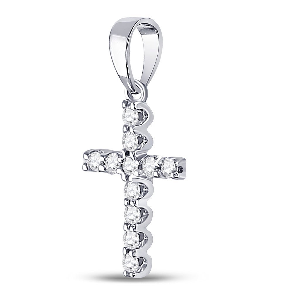 Radiant Reflections: 14kt White Gold Diamond Cross Pendant - Splendid Jewellery