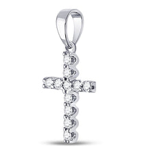 Load image into Gallery viewer, Radiant Reflections: 14kt White Gold Diamond Cross Pendant  Side View from Splendid Jewellery