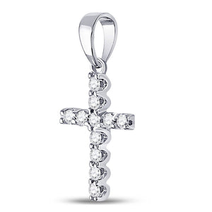 Radiant Reflections: 14kt White Gold Diamond Cross Pendant - Splendid Jewellery