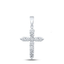 Load image into Gallery viewer, Radiant Reflections: 14kt White Gold Diamond Cross Pendant - Splendid Jewellery