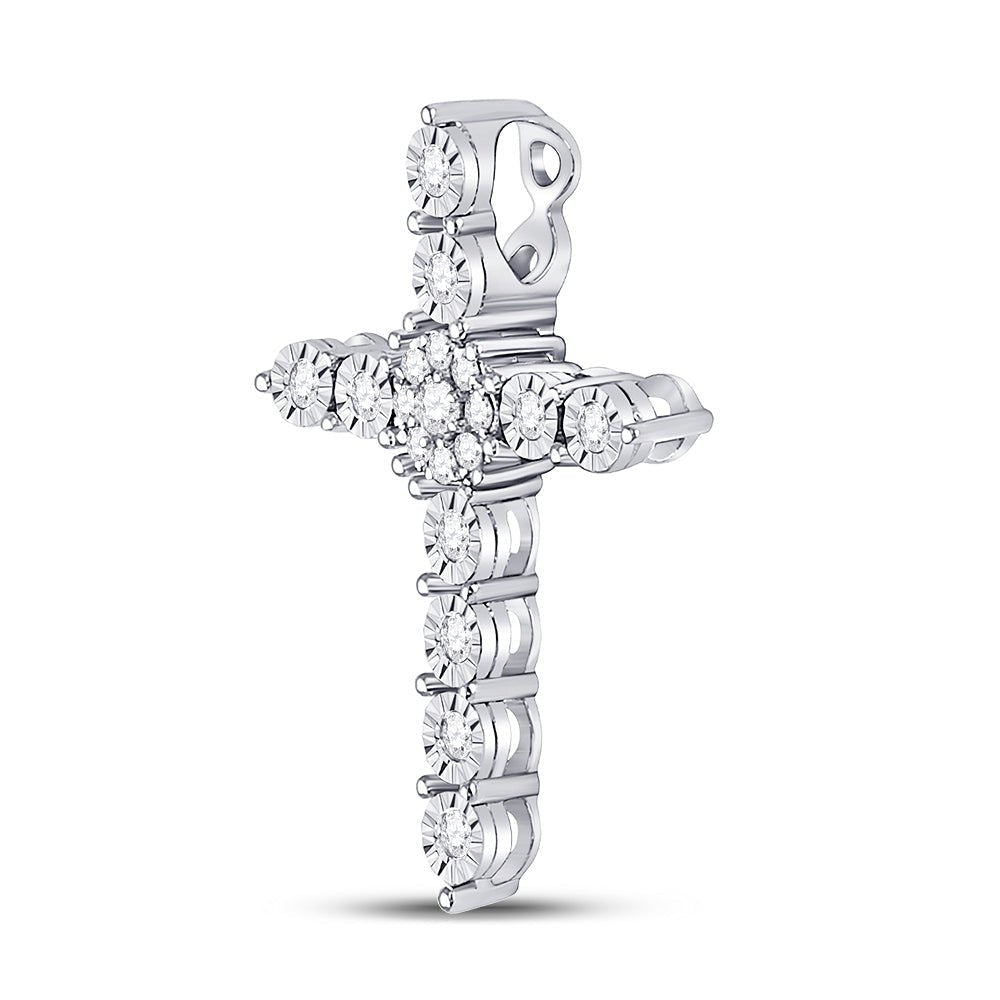 Radiant Reflections: 14kt White Gold Diamond Cross Pendant - Splendid Jewellery