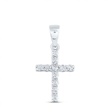 Load image into Gallery viewer, Radiant Reflections: 14kt White Gold Diamond Cross Pendant  Top View from Splendid Jewellery