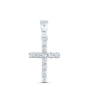 Radiant Reflections: 14kt White Gold Diamond Cross Pendant - Splendid Jewellery