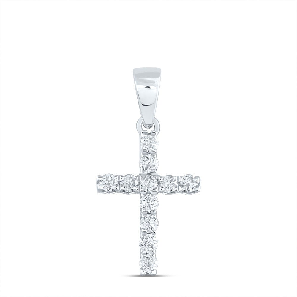 Radiant Reflections: 14kt White Gold Diamond Cross Pendant - Splendid Jewellery