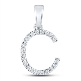 Radiant Reflections: 14kt White Gold Diamond Initial Pendant - Top View