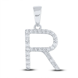 Radiant Reflections: 14kt White Gold Diamond Initial Pendant - Top View