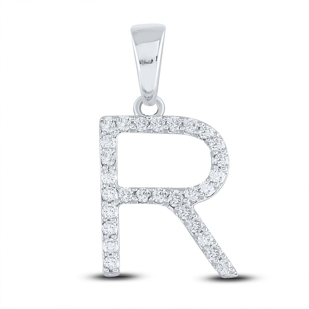 Radiant Reflections: 14kt White Gold Diamond Initial Pendant - Splendid Jewellery