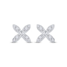 Load image into Gallery viewer, Radiant Reflections: 14kt White Gold Diamond X Fashion Earrings  Top View from Splendid Jewellery