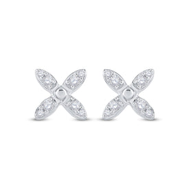 Radiant Reflections: 14kt White Gold Diamond X Fashion Earrings  Top View from Splendid Jewellery