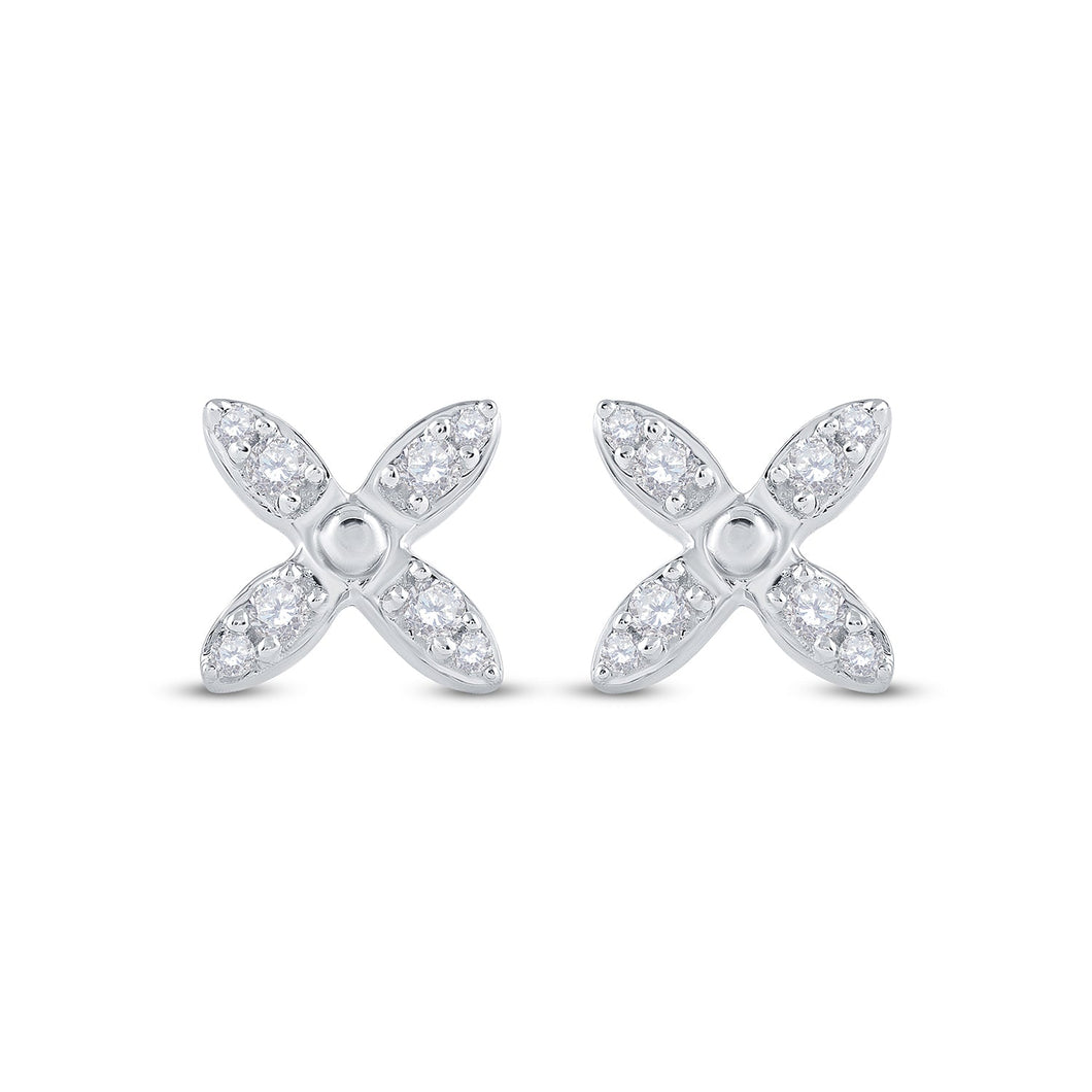 Radiant Reflections: 14kt White Gold Diamond X Fashion Earrings - Splendid Jewellery