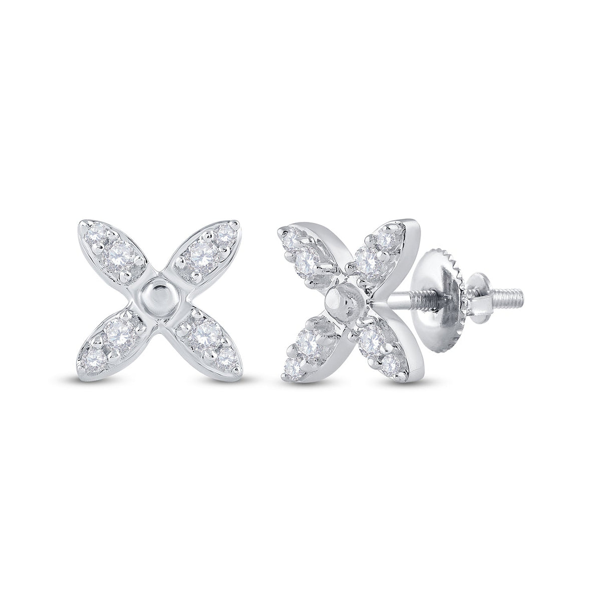 Radiant Reflections: 14kt White Gold Diamond X Fashion Earrings - Splendid Jewellery