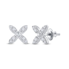Load image into Gallery viewer, Radiant Reflections: 14kt White Gold Diamond X Fashion Earrings - Splendid Jewellery