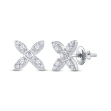 Load image into Gallery viewer, Radiant Reflections: 14kt White Gold Diamond X Fashion Earrings  Side View from Splendid Jewellery