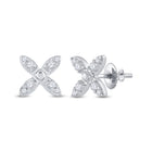 Radiant Reflections: 14kt White Gold Diamond X Fashion Earrings  Side View from Splendid Jewellery