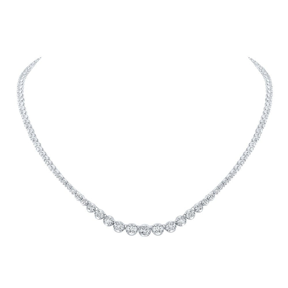 Radiant Reflections: 14kt White Gold Graduated Diamond Tennis Necklace - 5 - 3/4 Cttw - Splendid Jewellery
