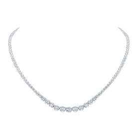 Radiant Reflections: 14kt White Gold Graduated Diamond Tennis Necklace - 5 - 3/4 Cttw - Splendid Jewellery