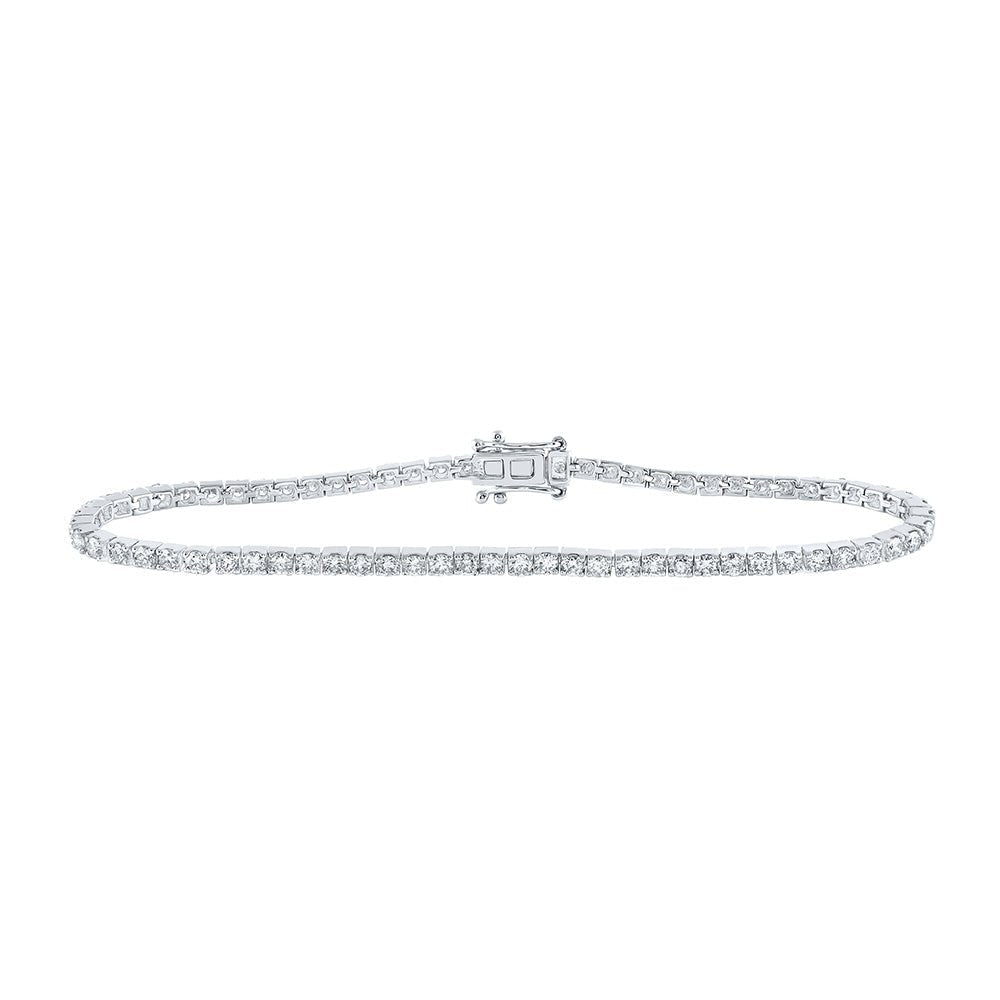 Radiant Reflections: 14kt White Gold Round Diamond Tennis Bracelet, 2 - 7/8 Cttw - Splendid Jewellery