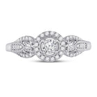 Radiant Reflections: 14kt White Gold Triple Diamond Fashion Ring - 1/4 Cttw - Front View