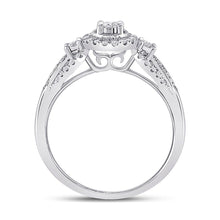 Load image into Gallery viewer, Radiant Reflections: 14kt White Gold Triple Diamond Fashion Ring - 1/4 Cttw - Side View