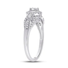 Load image into Gallery viewer, Radiant Reflections: 14kt White Gold Triple Diamond Fashion Ring - 1/4 Cttw - Second Side View