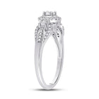 Radiant Reflections: 14kt White Gold Triple Diamond Fashion Ring - 1/4 Cttw - Second Side View