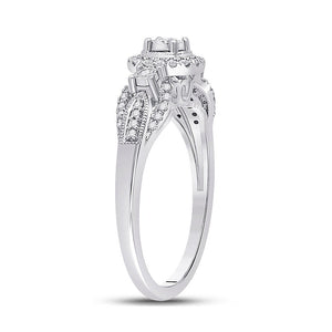 Radiant Reflections: 14kt White Gold Triple Diamond Fashion Ring - 1/4 Cttw - Splendid Jewellery