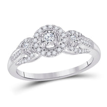Load image into Gallery viewer, Radiant Reflections: 14kt White Gold Triple Diamond Fashion Ring - 1/4 Cttw - Top View