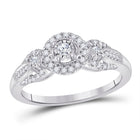 Radiant Reflections: 14kt White Gold Triple Diamond Fashion Ring - 1/4 Cttw - Top View