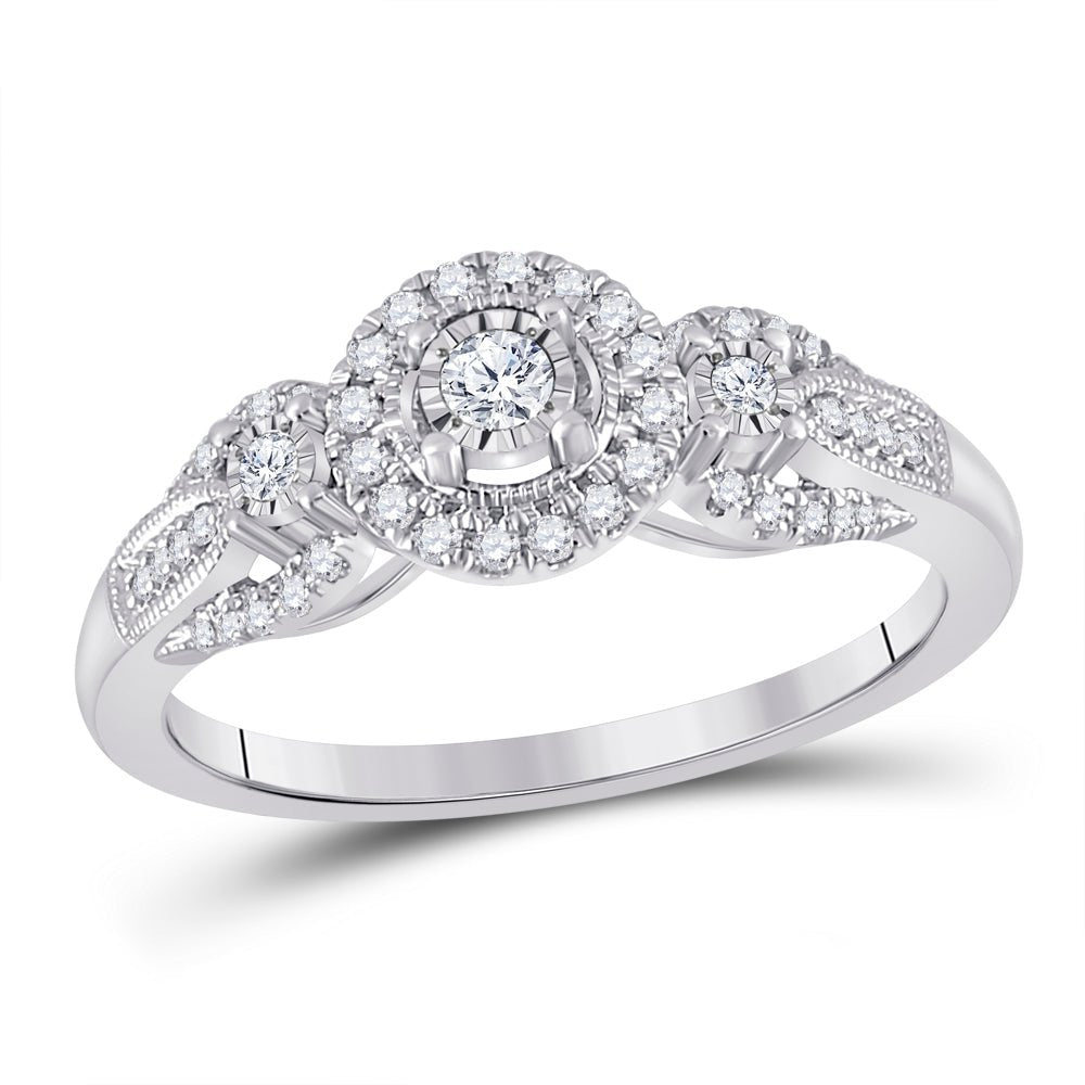 Radiant Reflections: 14kt White Gold Triple Diamond Fashion Ring - 1/4 Cttw - Splendid Jewellery