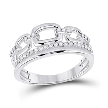 Load image into Gallery viewer, Radiant Reflections | 14kt White Gold Womens Round Diamond Chain Link Band Ring 1/4 Cttw - Splendid Jewellery