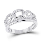 Radiant Reflections | 14kt White Gold Womens Round Diamond Chain Link Band Ring 1/4 Cttw - Splendid Jewellery