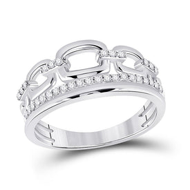 Radiant Reflections | 14kt White Gold Womens Round Diamond Chain Link Band Ring 1/4 Cttw - Splendid Jewellery