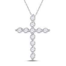 Load image into Gallery viewer, Radiant Reflections: 14kt White Gold Womens Round Diamond Cross Pendant 1/4 Cttw - Splendid Jewellery